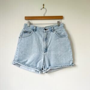 Vintage Lee High Rise Denim Medium Wash Rolled Hem Shorts Blue M